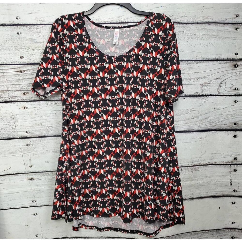 LulaRoe Medium Black Geometric Print Hi-low Tunic